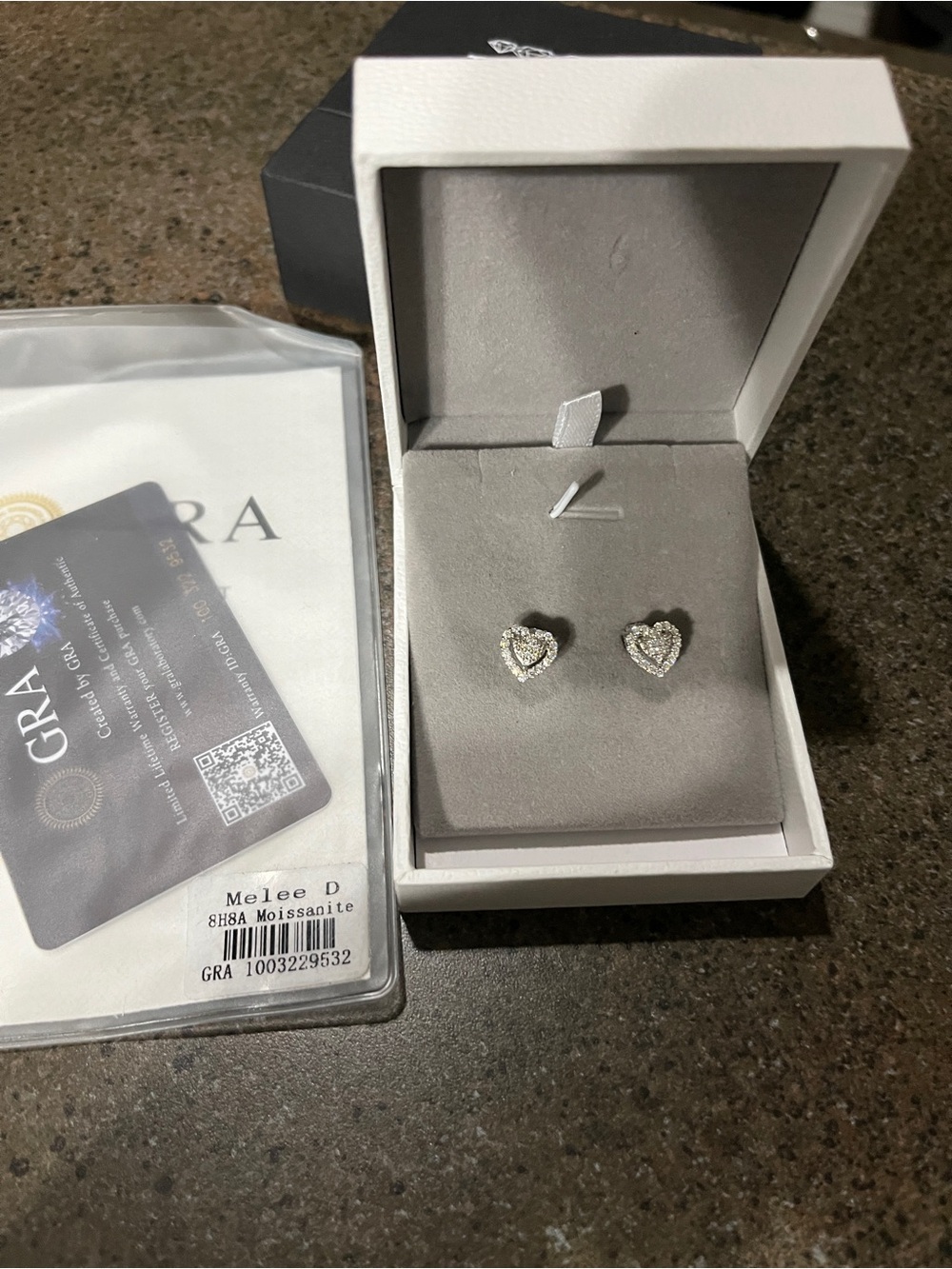 GRA Heart Halo Stud Earrings in Silver with Sparkling Moissanite